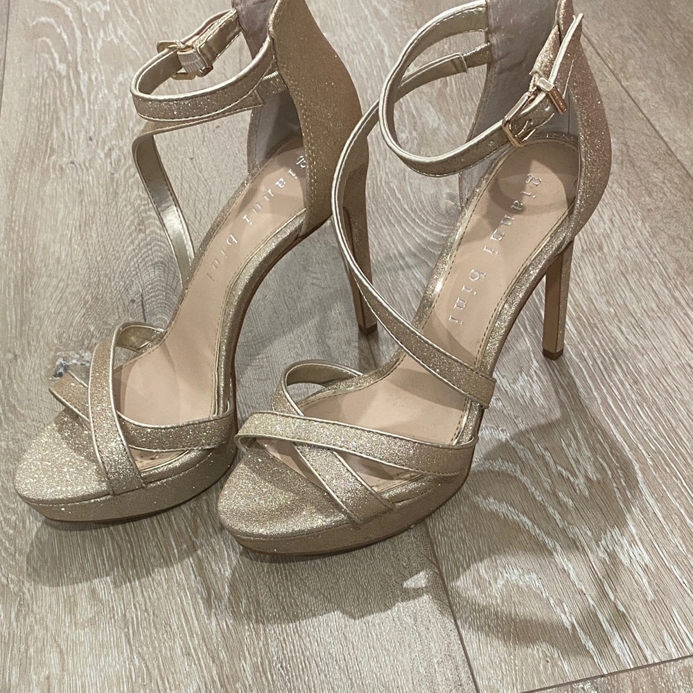 Gianni Bini Shimmering Gold Strappy Heels